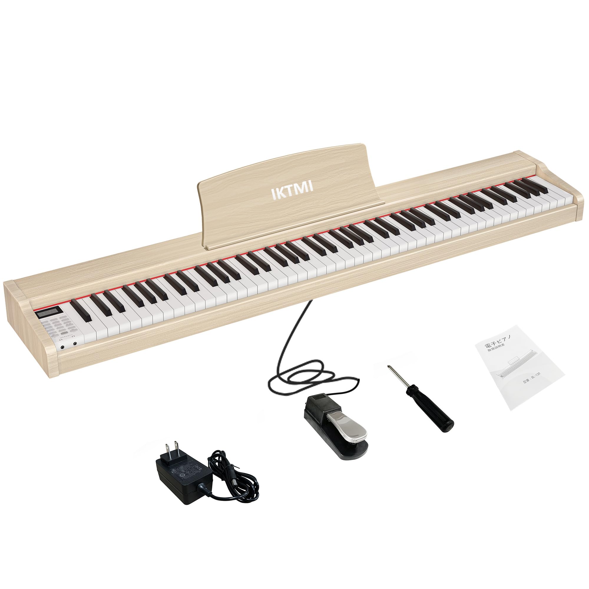 IKTMI 88鍵デジタルピアノ オークベージュ Amazon | IKTMI 電子ピアノ 88鍵盤 ペダル付き 木製 電子 ピアノ 88鍵